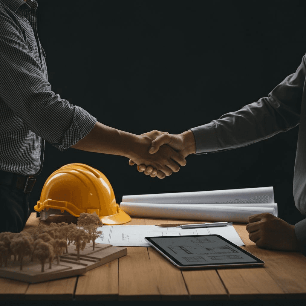 Handshake over site plans